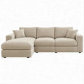Sofá de Canto com Chaise Longue à Esquerda Bege 260 x 160 x 85 cm