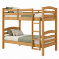 Beliche em Pinheiro Maciço com Escada Reta para Colchões 90 x 190 cm, Castanho Mel, 208 x 98 x 170 cm