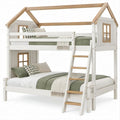 Beliche Infantil em Forma de Casa Branco e Natural para Colchões 90 x 200 cm
