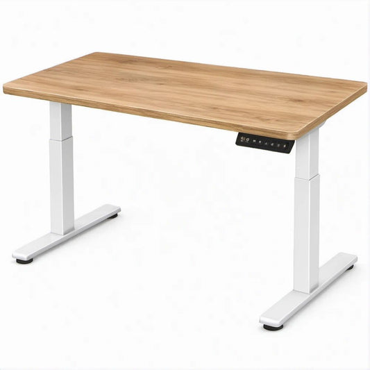 Secretária Elétrica com Altura Regulável 120 x 60 cm em Carvalho Claro e Branco
